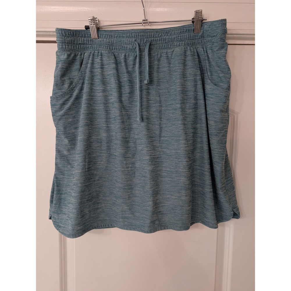 Duluth Trading Co Womens Teal Space Dye Active Skort Large longer athleisure
